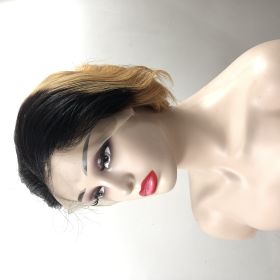 Wave Head Non-toxic Wig, Short Straight Hair, Human Hair Without Glue, 13x4 HD Lace, Front Hair, Front Brown Wave Head Wig. (Option: 1Bor30-8inch)