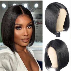 4X4 Transparent Lace Front Bob Feint No Glue Wearable Natural Human Hair Wig (Option: 10inch)